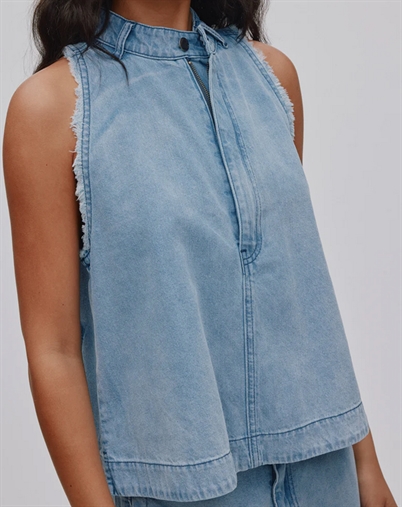 Rabens Saloner - Faya Top - Light Washed Denim